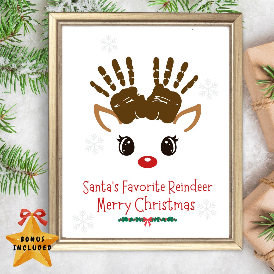 Christmas Handprint Reindeer Craft Holiday Keepsake Art