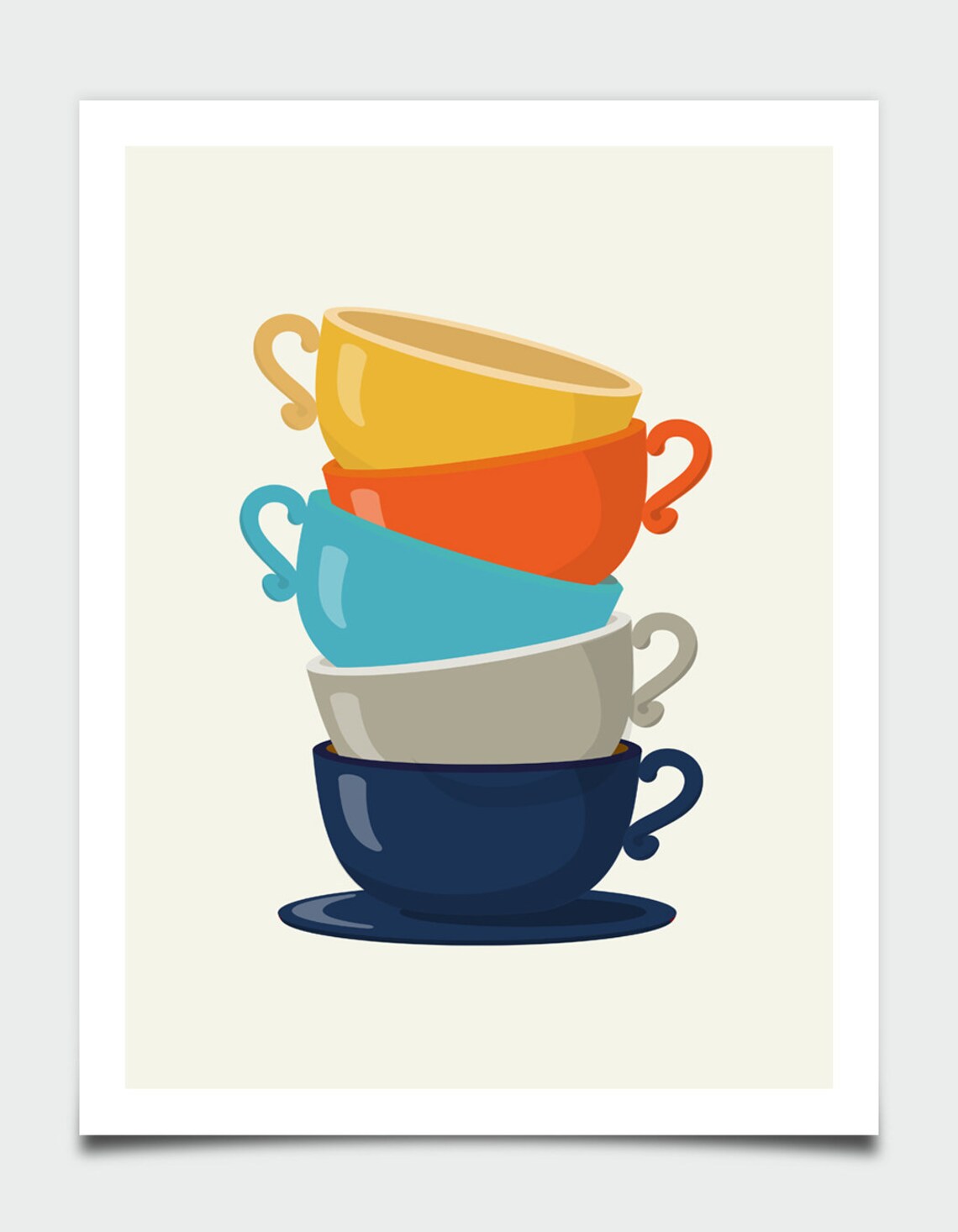 Retro Tea Cups Kitchen Poster, Housewarming Gift - Image 2