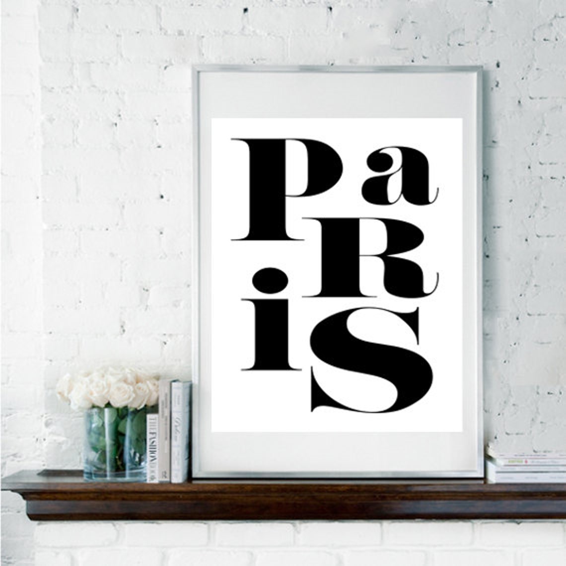 Paris Black White Typography Minimalist French City Wall Art - Image 2