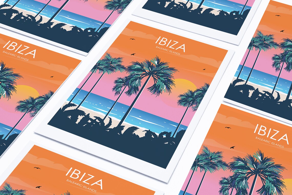 Ibiza Retro Travel Poster, Coastal Decor Art Print - Image 2