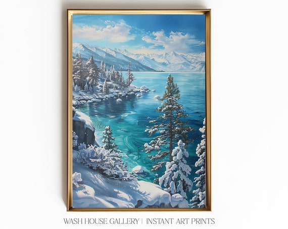 Lake Tahoe Wall Art Instant Wall Art For Lake Cabin Rustic Decor For Lake House Wall Art For Rustic Mountain Cabin Decor
