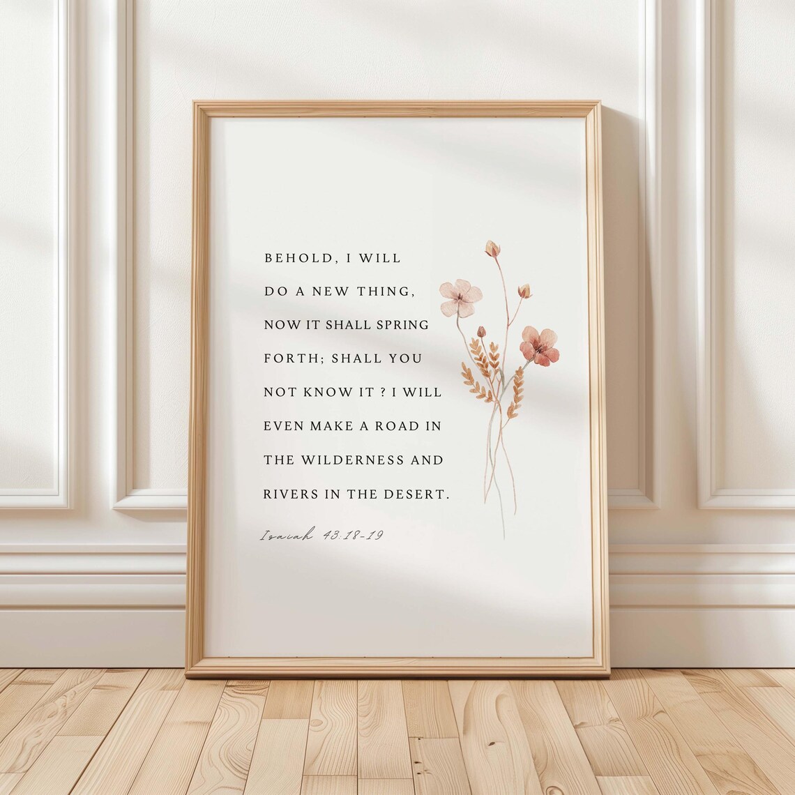 Isaiah 431819 Floral Bible Verse Art Print