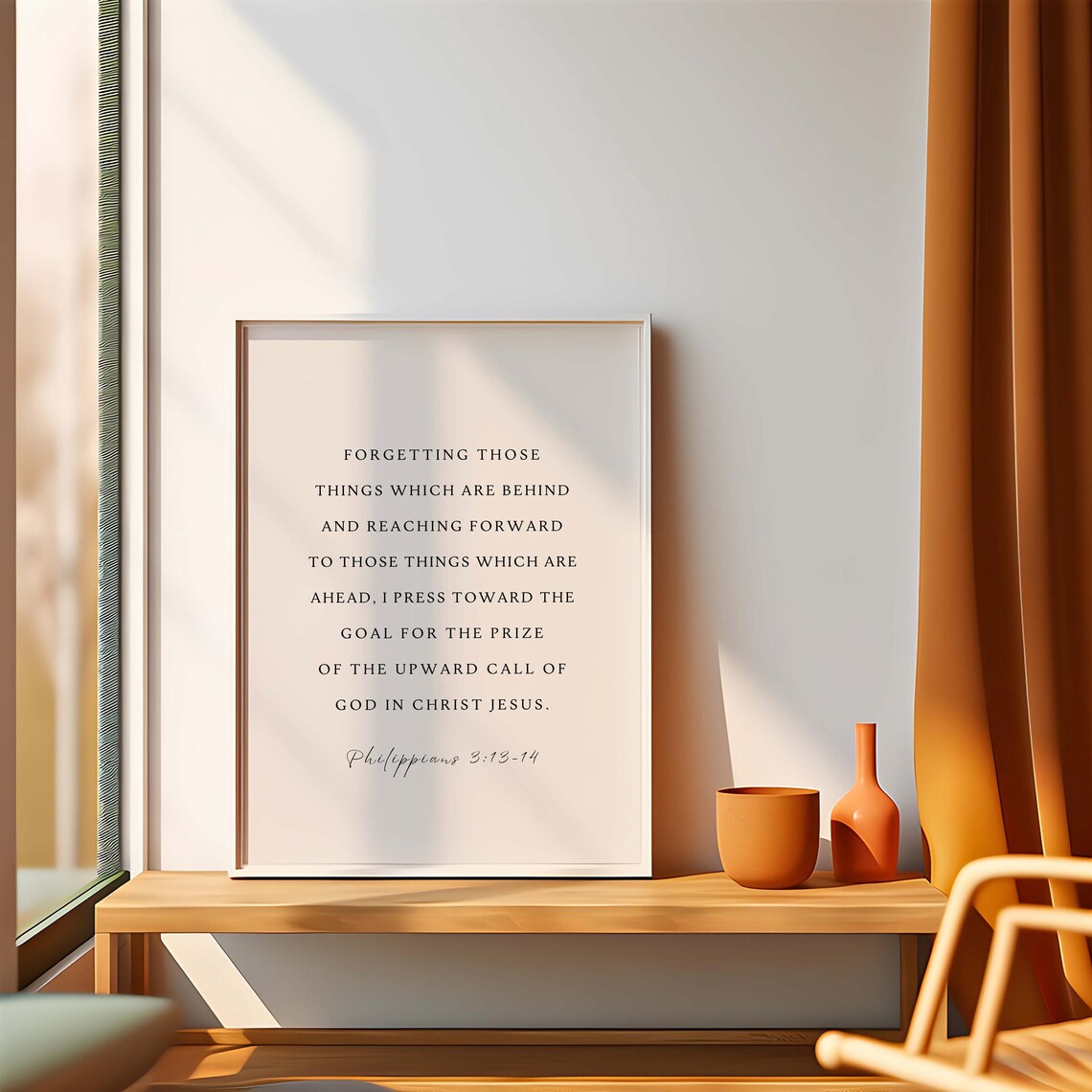 Philippians 3:13-14 Bible Verse Wall Art Print
