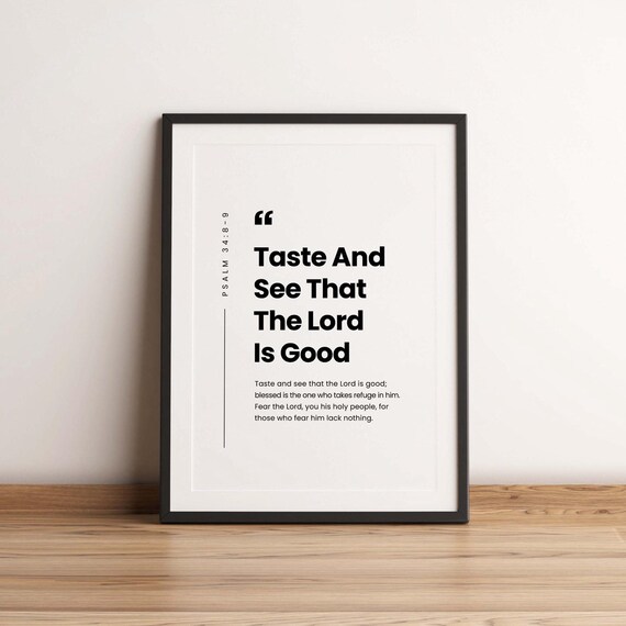 Psalm 3489 Niv Taste And See That The Lord Is Good Christian Wall Art Scripture Print Modern Minimalist Verse