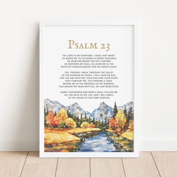 Psalm 23 Scripture Art Print, Christian Home Decor