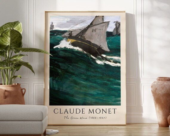 Claude Monet The Green Wave 1866 Sailing Boat Seascape Art Poster