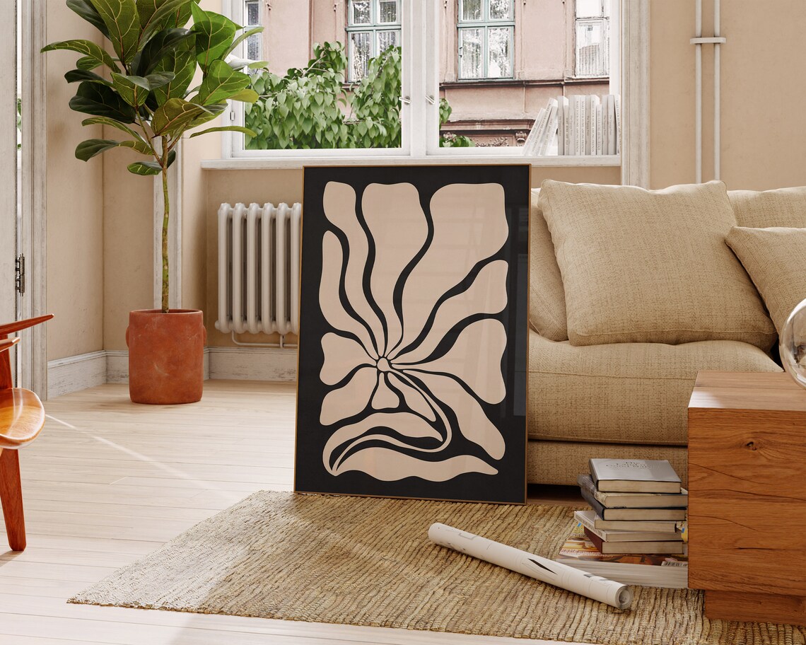 Matisse-Inspired Abstract Botanical Wall Art, Boho Floral