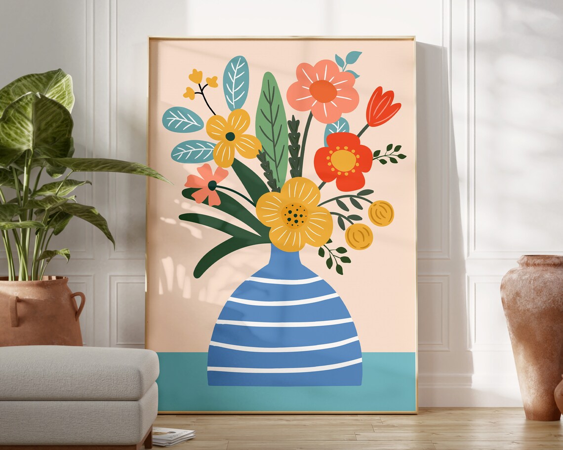 Flower Bouquet Vase Botanical Art Print - Image 2