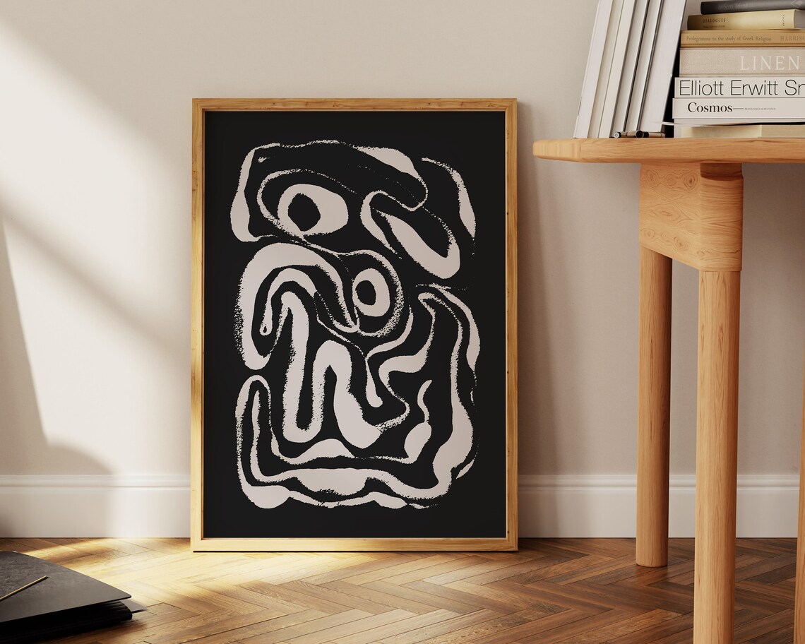 Matisse-Inspired Neutral Geometric Wall Art Print