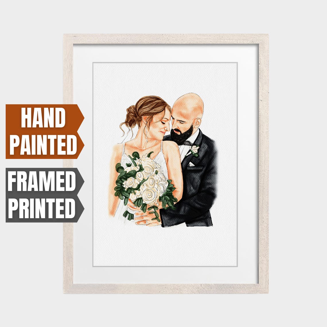 Forever and Always Custom Hand Painted Wedding Couple Portrait Poster - Image 5