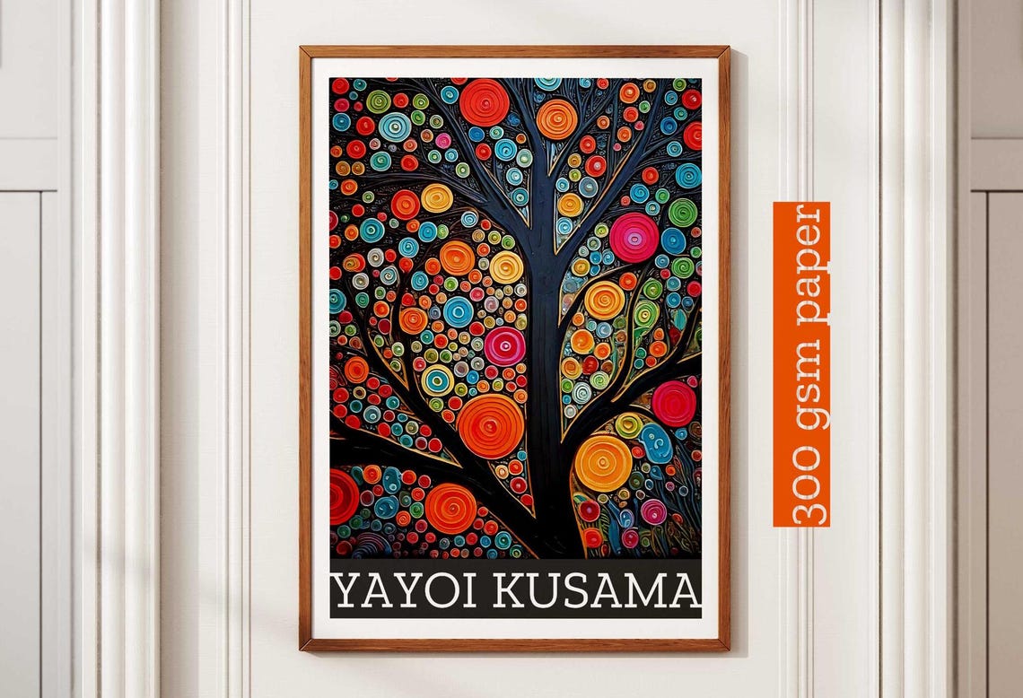 Yayoi Kusama Inspired Colorful Dotted Tree of Life Art Poster