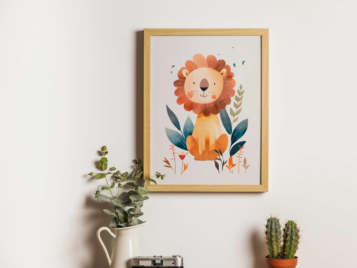 Nursery Lion Print, Cute Animal Nursery Decor - Image 4