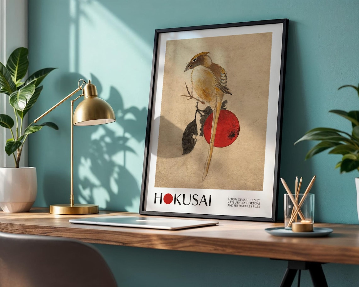 Katsushika Hokusai Japanese Bird Art Print, Vintage Ukiyo-E - Image 2