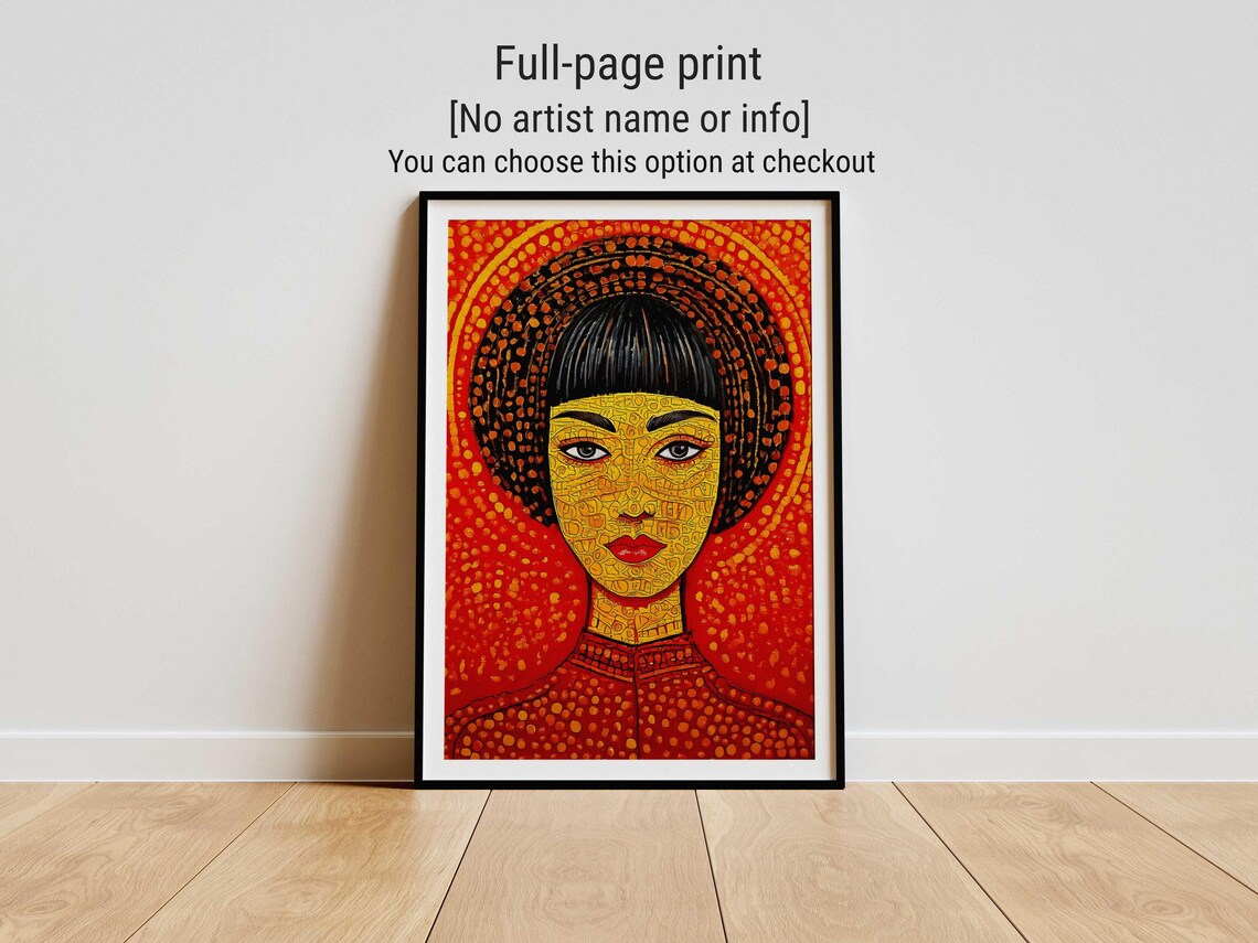 Yayoi Kusama Inspired Dotted Woman Portrait on Red Art Poster - Image 4