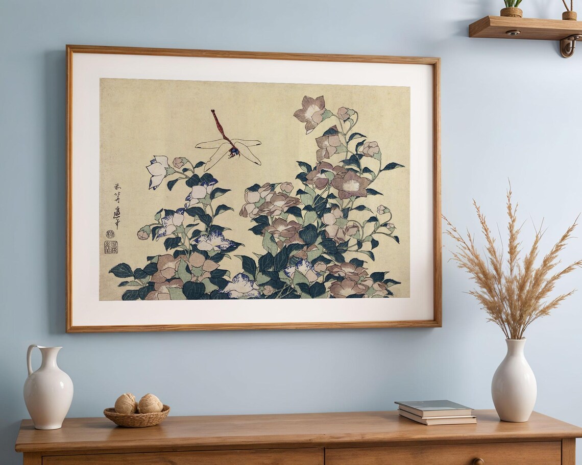 Katsushika Hokusai Dragonfly And Bellflower, Ukiyo-E - Image 4