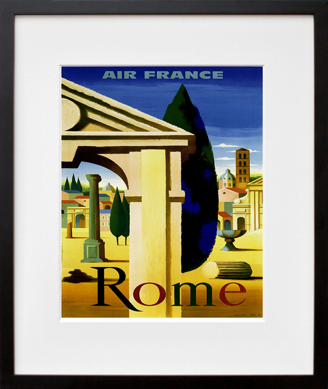 Rome Air France Vintage Roman Ruins Arch Italy Travel Art Poster - Image 2