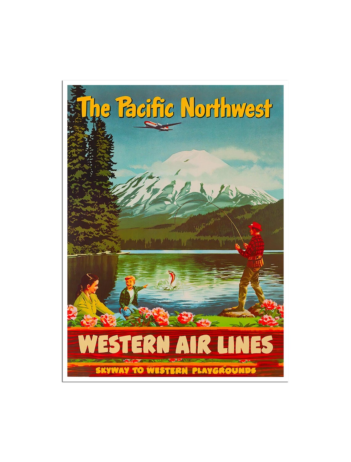 Pacific Northwest Oregon Washington Vintage Travel Poster
