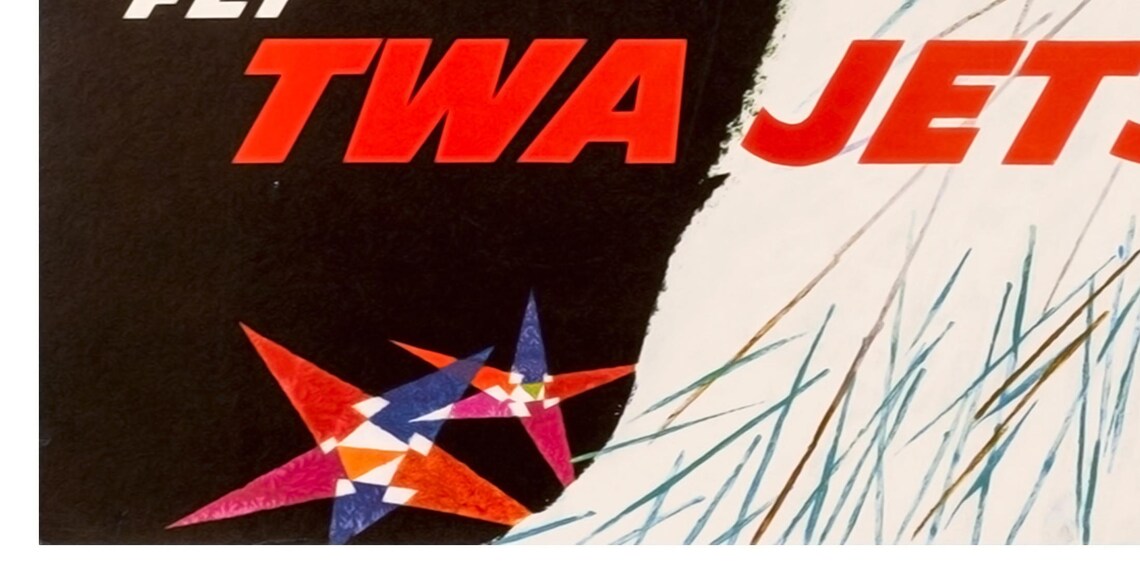 Fly TWA Jets Statue of Liberty Starburst Vintage Travel Poster - Image 2