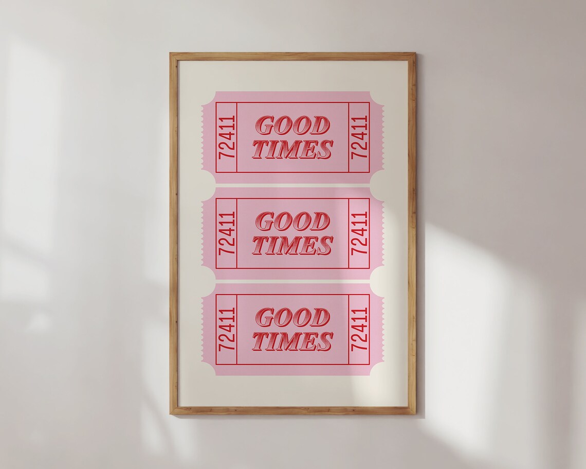 Good Times Ticket Trendy Pink Aesthetic Wall Art Print - Image 2