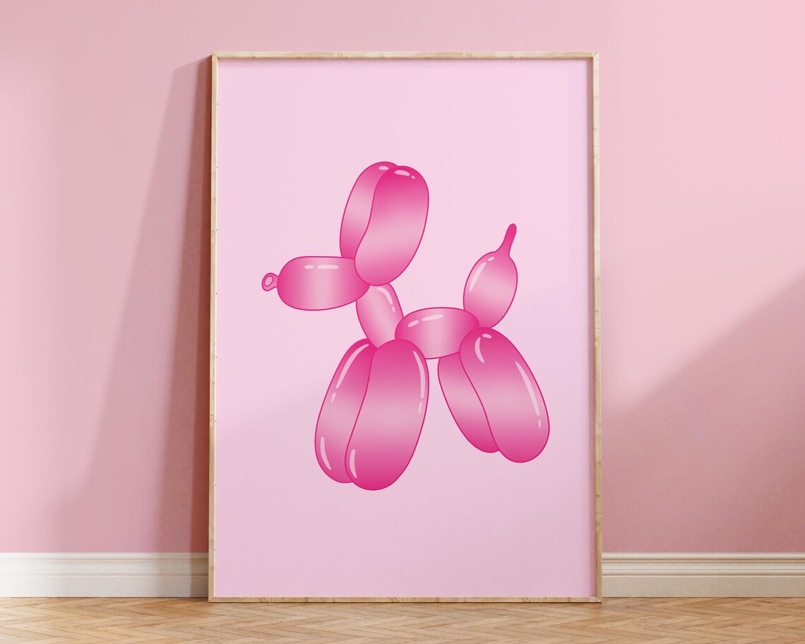 Pink Balloon Dog Pop Art Trendy Preppy Aesthetic Bedroom Poster - Image 2