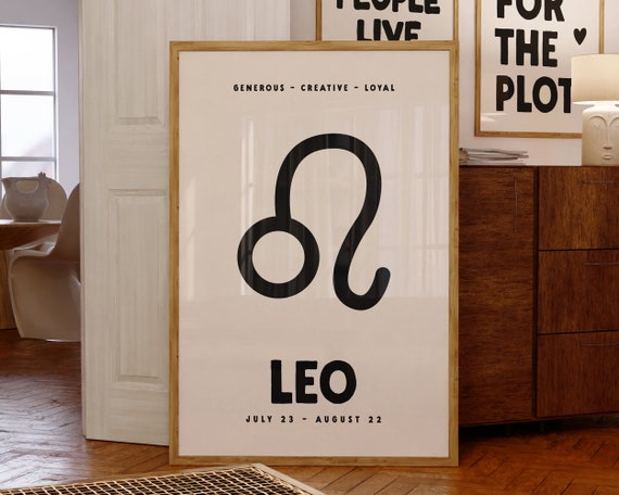 Leo Zodiac Print Astrology Star Sign Poster Leo Zodiac Star Sign Gifts Horoscope Wall Art Trendy Art