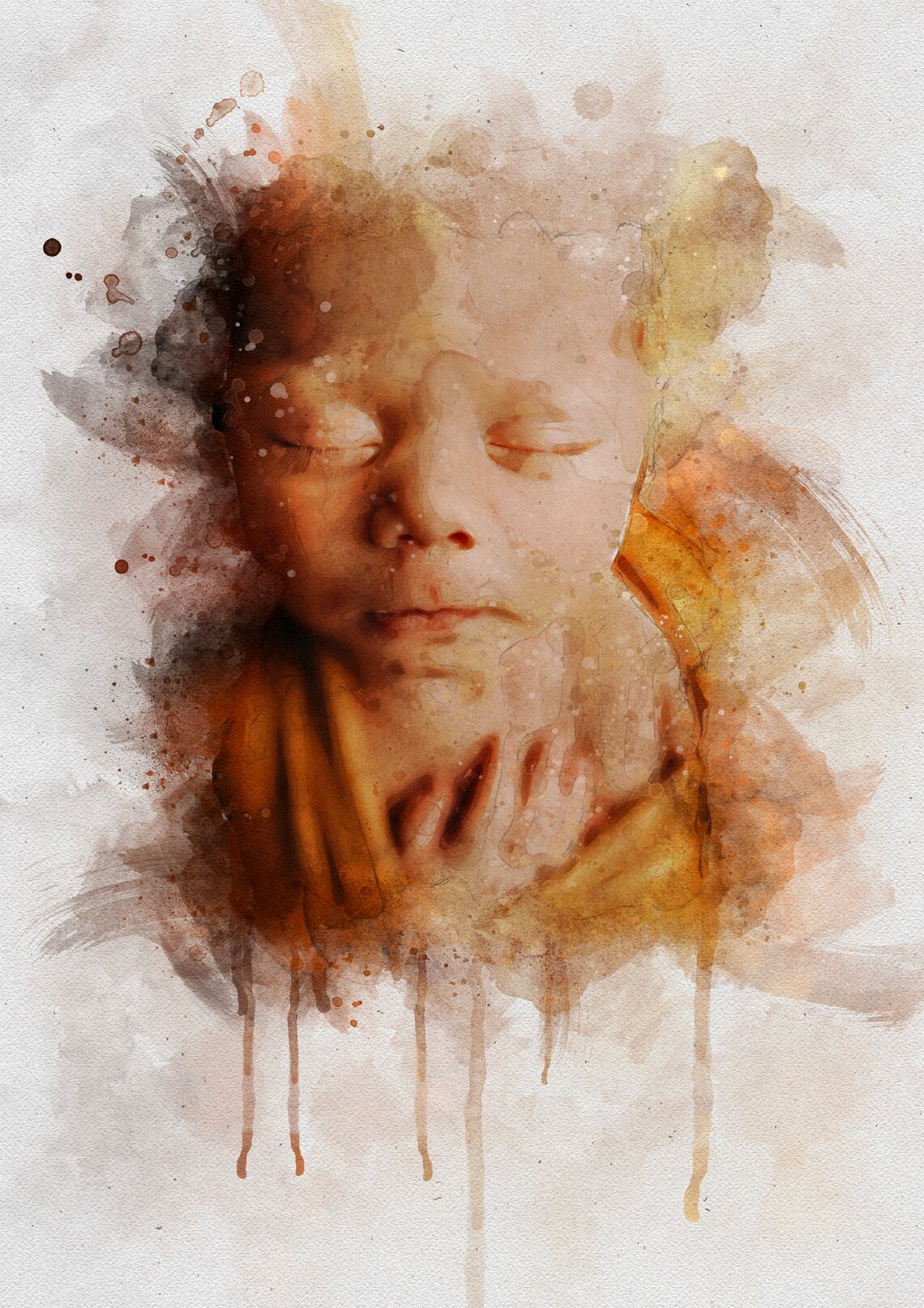 Pregnant Custom Watercolor Portrait From Photo - Image 2
