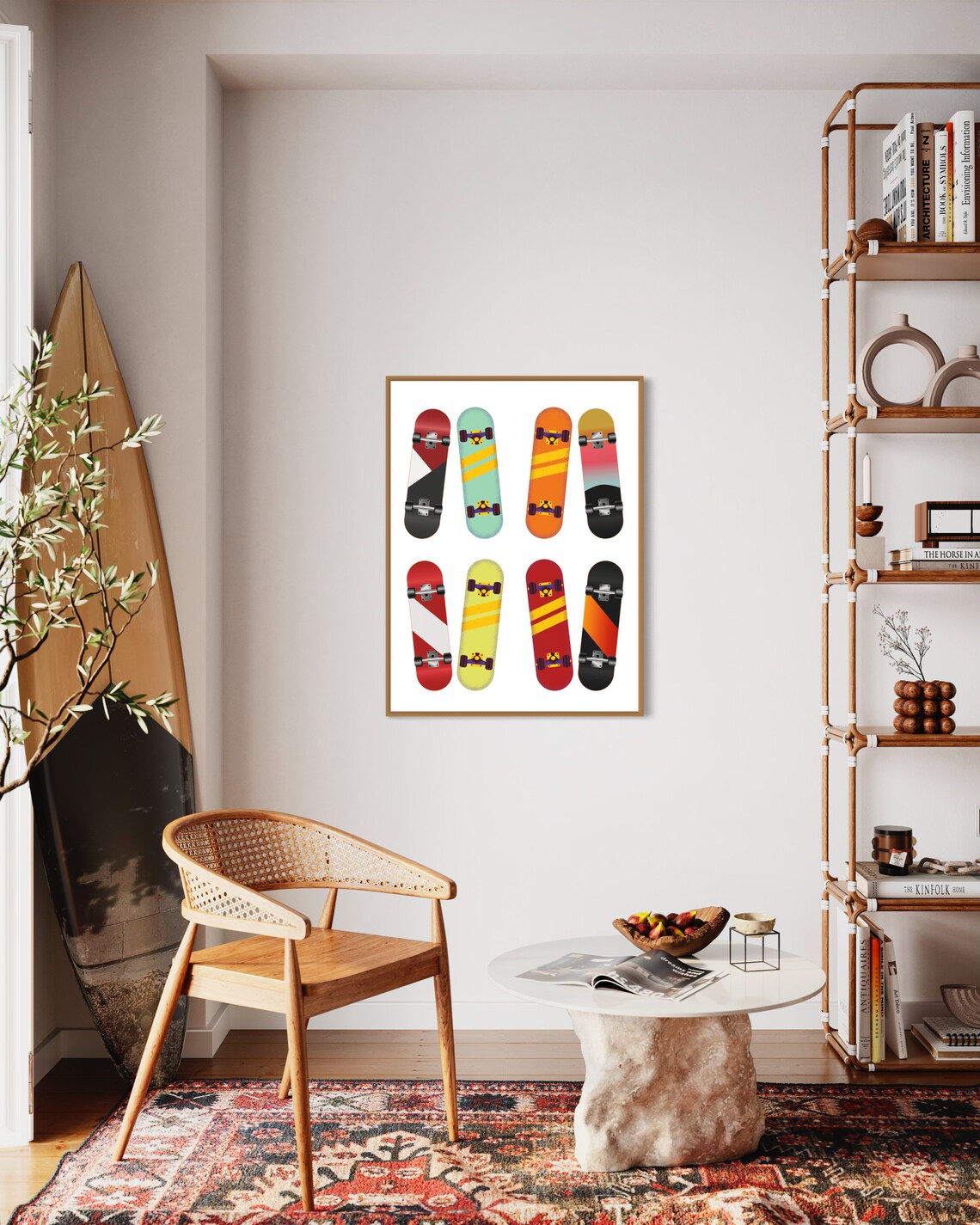 Colorful Retro Skateboard Deck Collection Teen Room Art Poster - Image 2