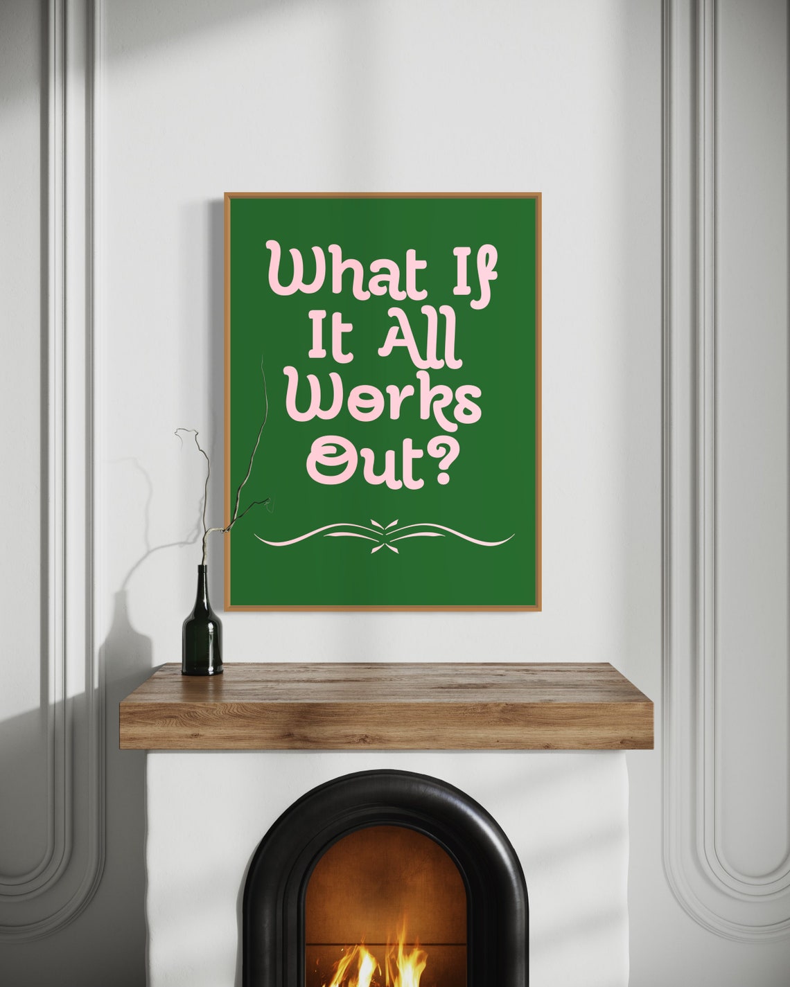 What If It All Works Out Green Optimistic Hand Lettered Quote Poster - Image 3