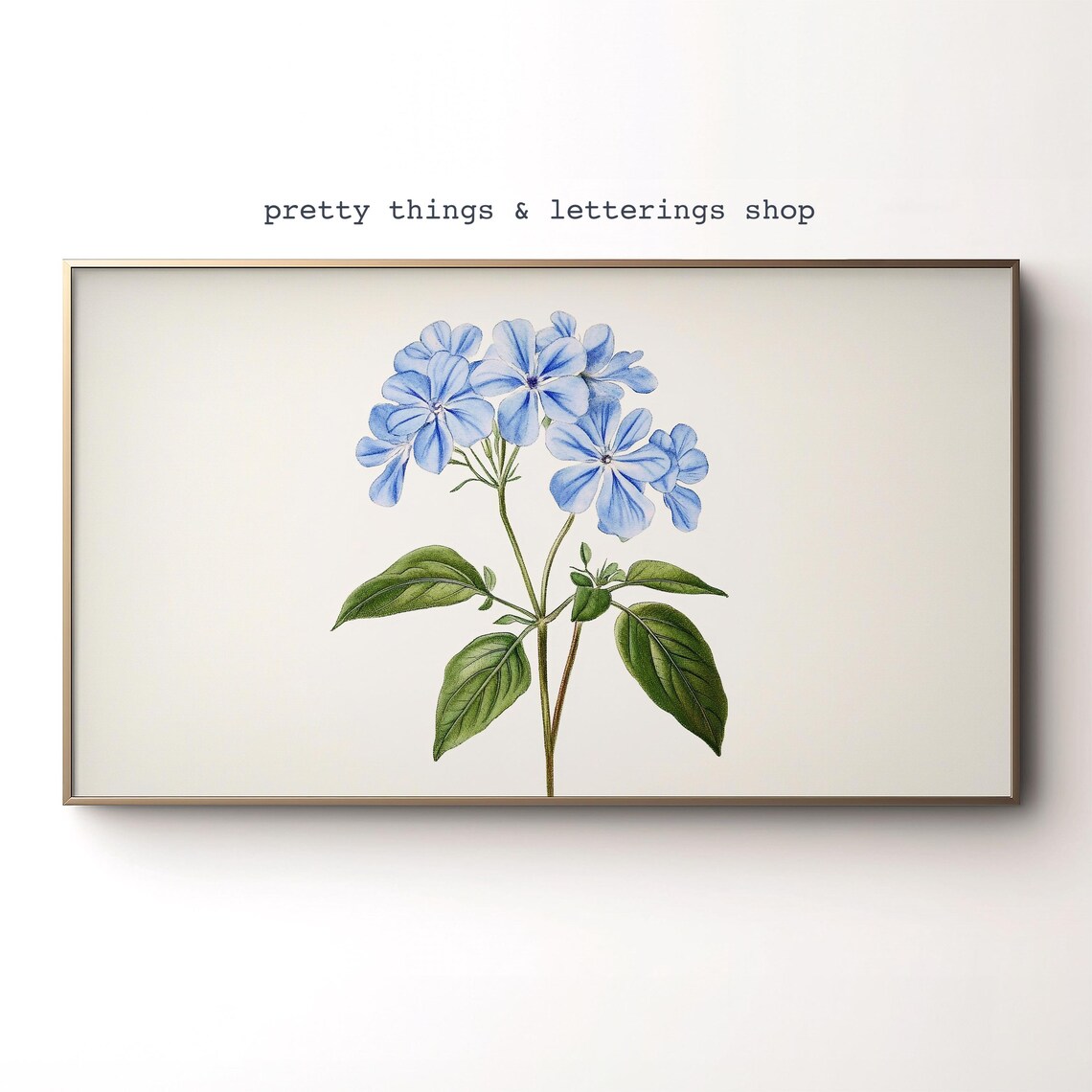 Spring Vintage Floral Art, Blue Botanical