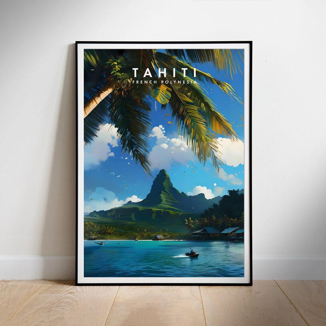 Tahiti French Polynesia Tropical Island Lagoon Travel Poster