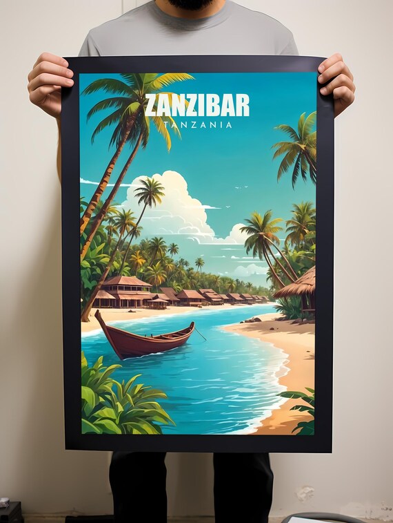 Zanzibar Travel Poster Wall Art Tanzania Print Instant Hanging Decor New Home Gift