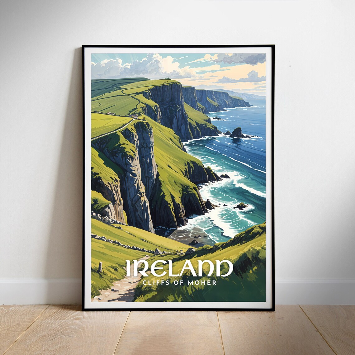 Ireland Travel Poster, Cliffs Of Moher Art Print - Image 2