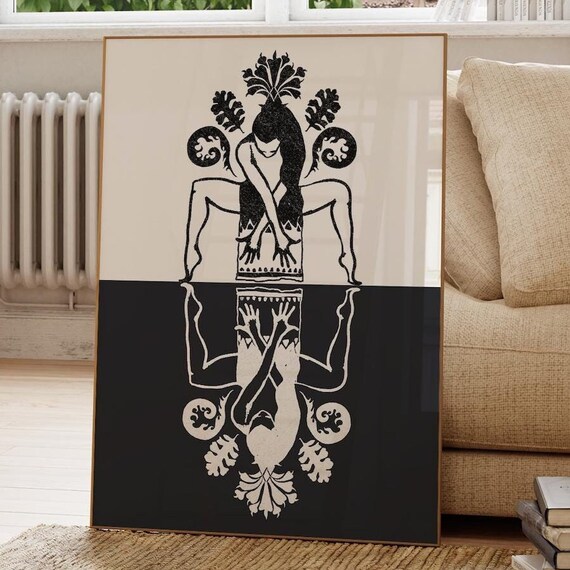 Mystic Sisterhood Black White Goddess Poster Mirrored Feminine Art Decor