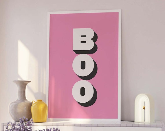 Boo Print Art Cute Pink Halloween Wall Decor Trendy Halloween Wall Art Spooky Season Poster