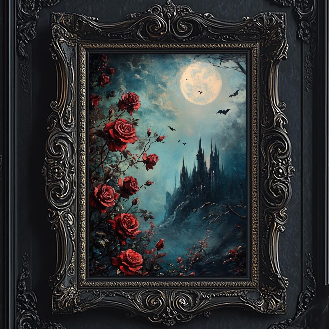 Gothic Castle Art Print, Dark Academia Vintage
