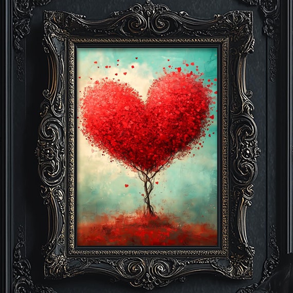 Whimsical Heart Tree Valentine's Day Love Art Print
