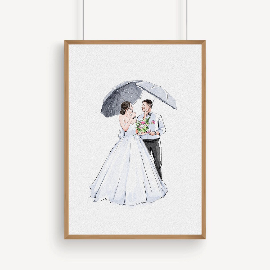 Custom Watercolor Couple Portrait, Photo Gift Print