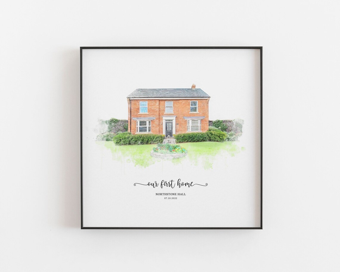 Custom House Portrait Art Print, New Home Gift