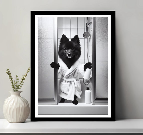 Schipperke Bathroom Humor Art Print, Funny Decor