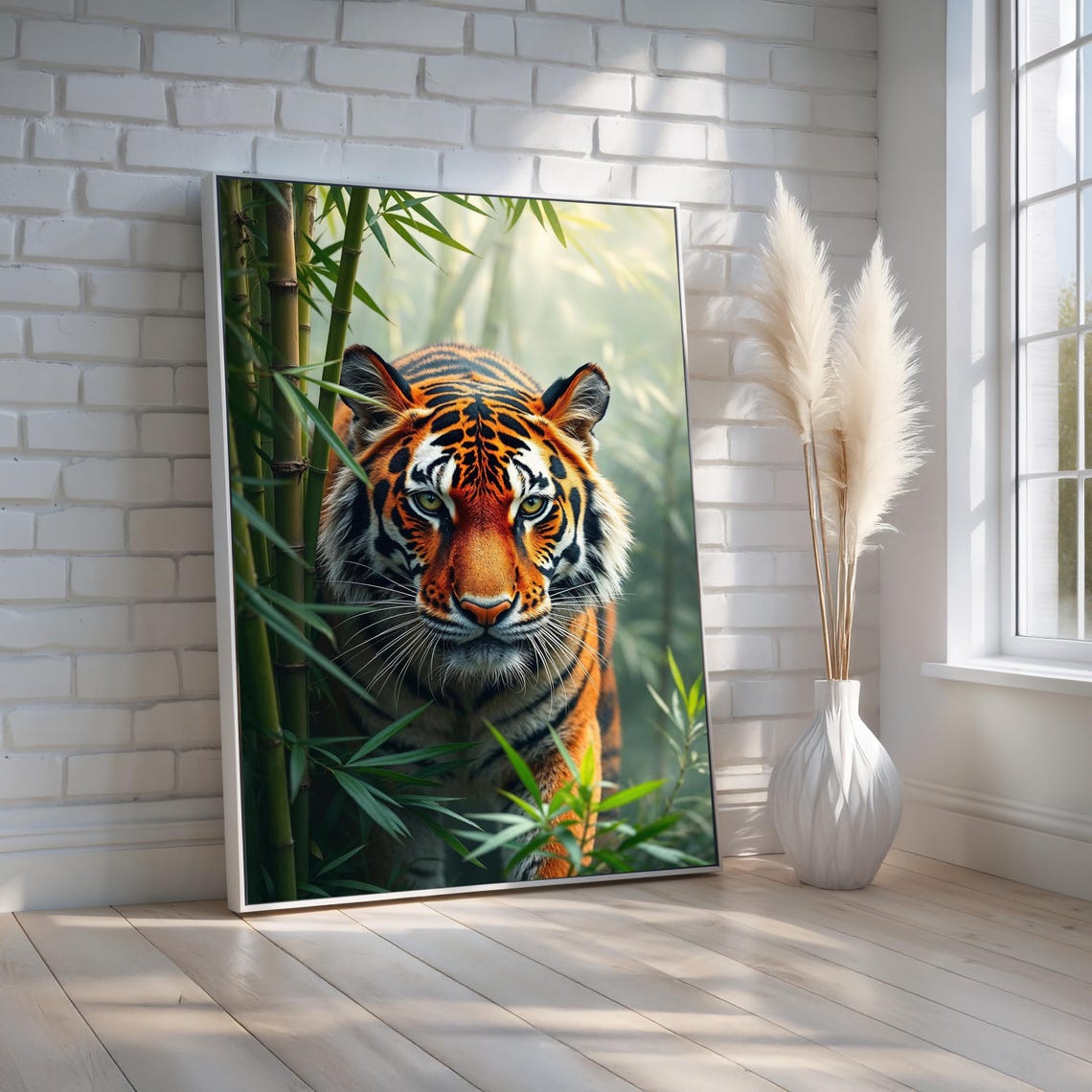 Majestic Tiger in Bamboo Forest Wild Jungle Big Cat Nature Poster