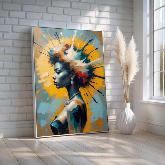 Bold Abstract Woman Portrait Splash Paint Modern Gallery Art Poster