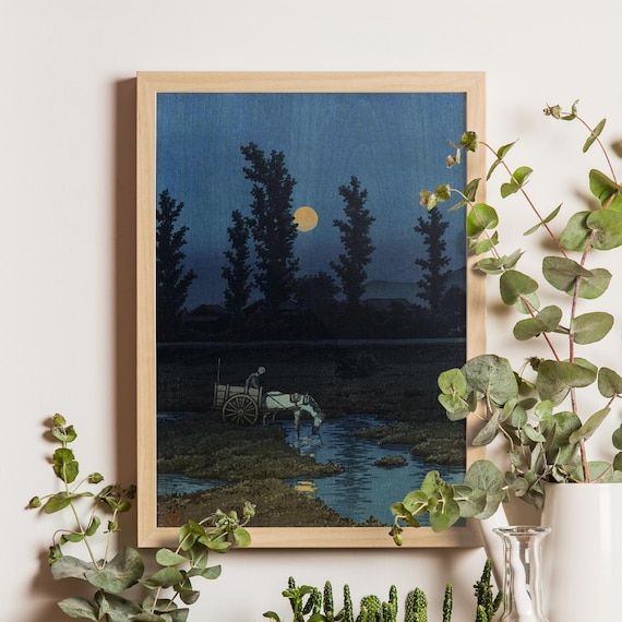 Kawase Hasui Evening Moon Nakanoshima Park 1930 Night River Poster