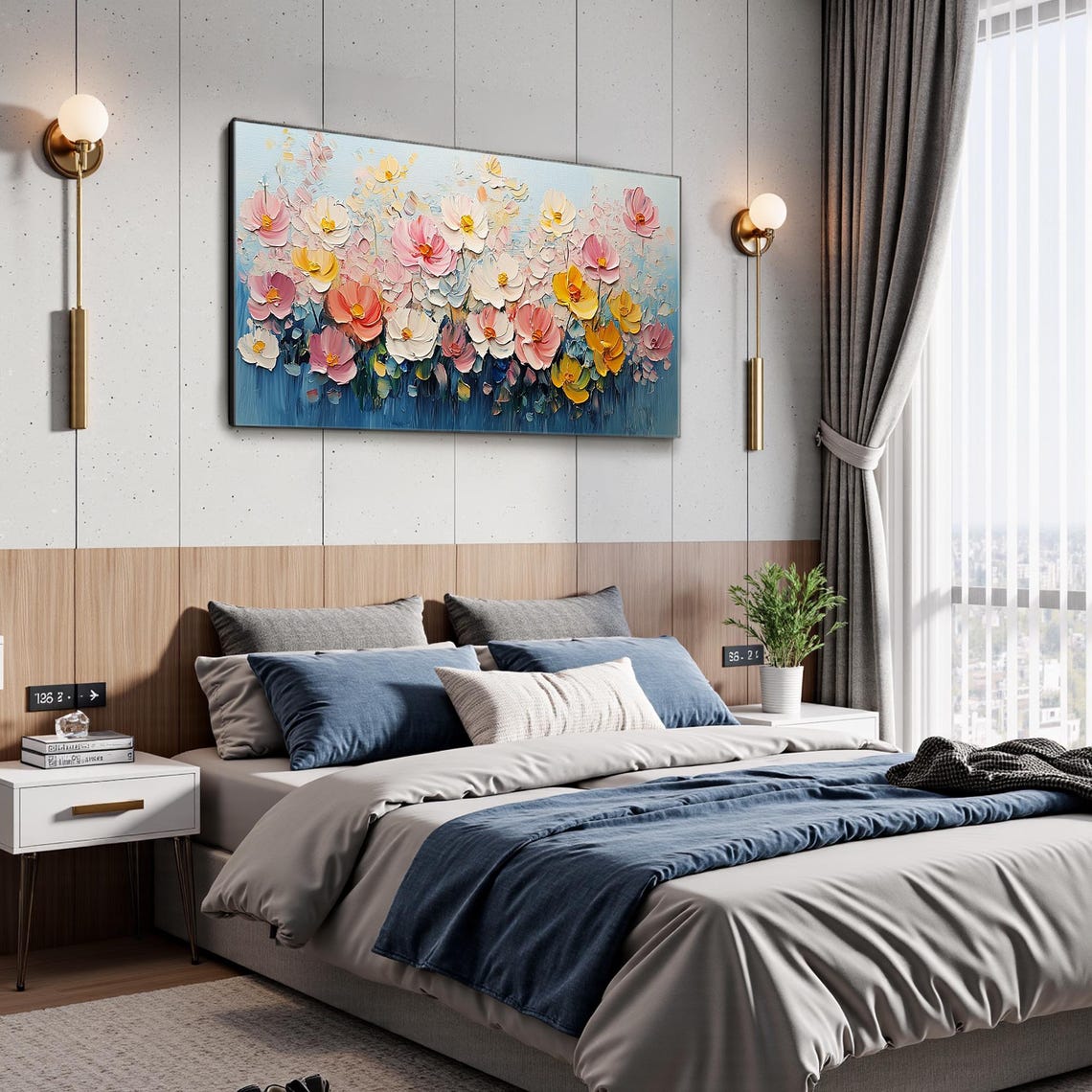 Colorful Spring Blossom Garden Impasto Textured Floral Art Poster - Image 4