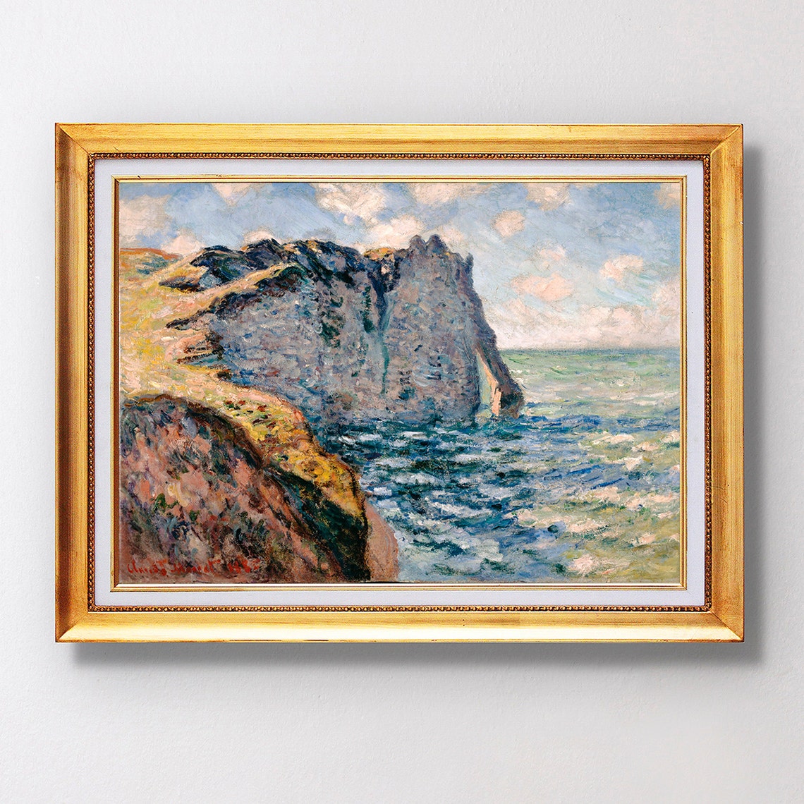 Claude Monet Cliff of Aval Etretat 1885 Chalk Cliffs Seascape Poster
