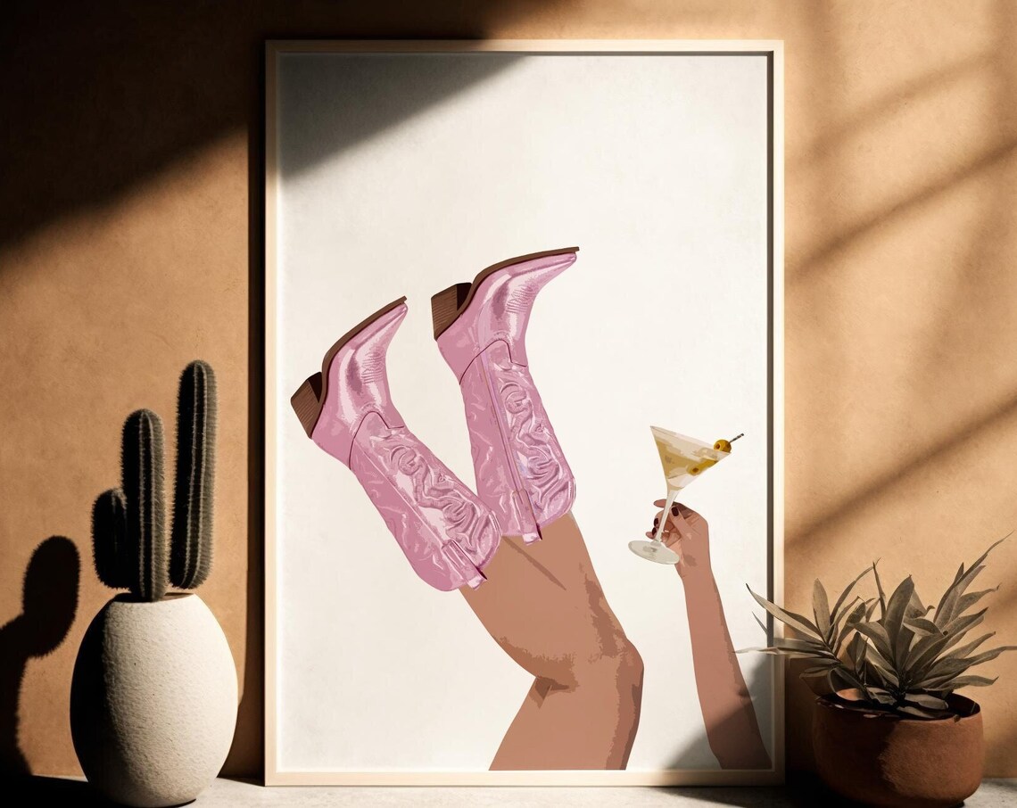 Cowgirl Dry Pink Rodeo Poster, Preppy Western Art