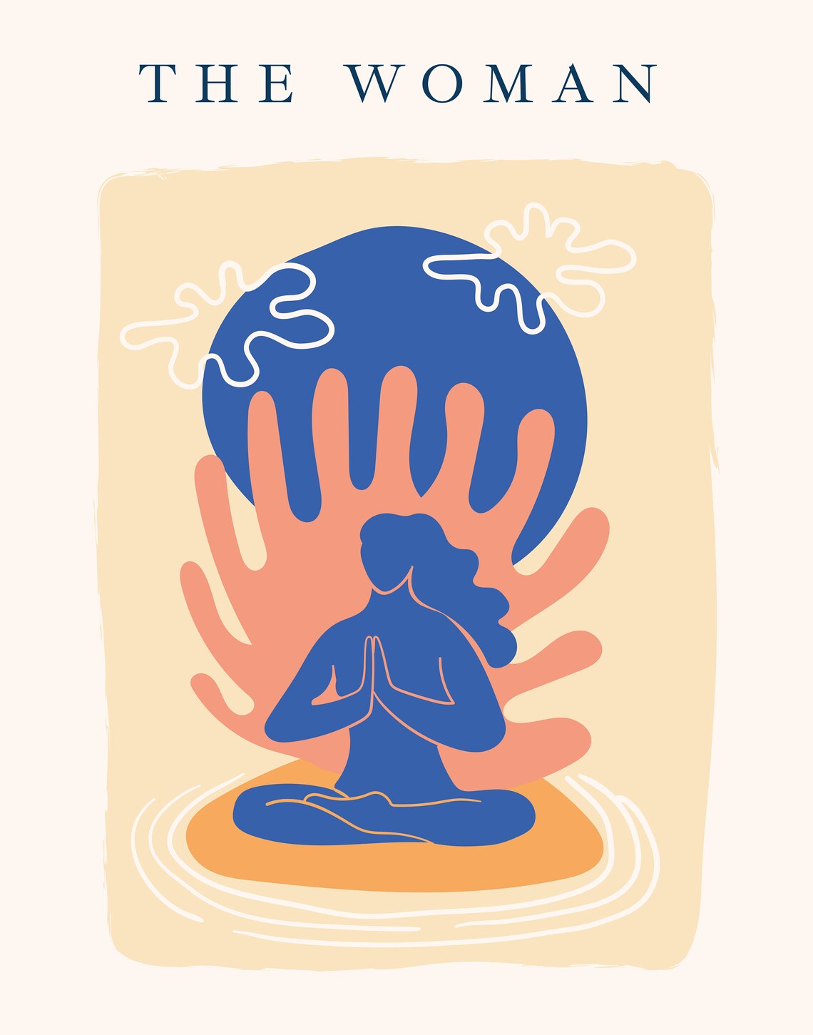 The Woman Meditating Sun Abstract Modern Empowering Art Poster - Image 2
