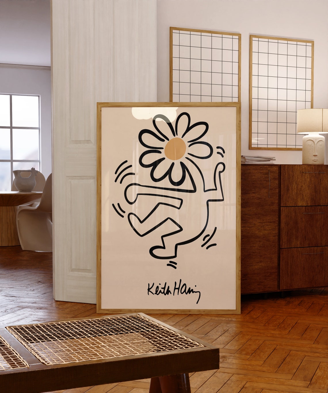 Keith Haring Style Dancing Daisy Flower Pop Art Line Drawing Poster - Image 6