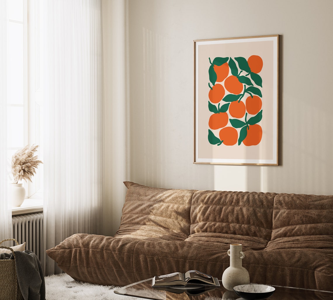Bright Orange Fruit Branch Minimalist Botanical Kitchen Poster - Image 3