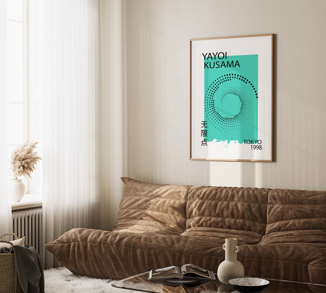Yayoi Kusama Tokyo 1998 Infinity Dots Teal Exhibition Art Poster - Image 4