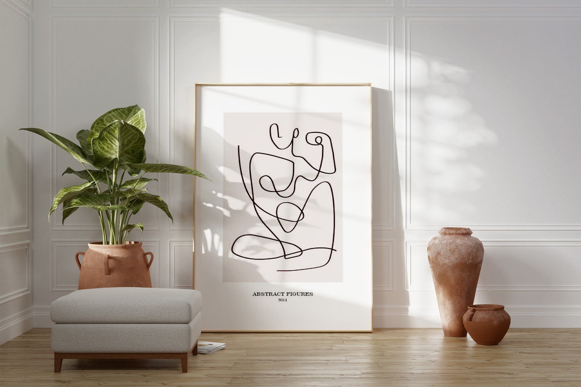 Abstract Figures No 1 Continuous Line Figure Drawing Art Poster